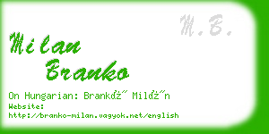 milan branko business card